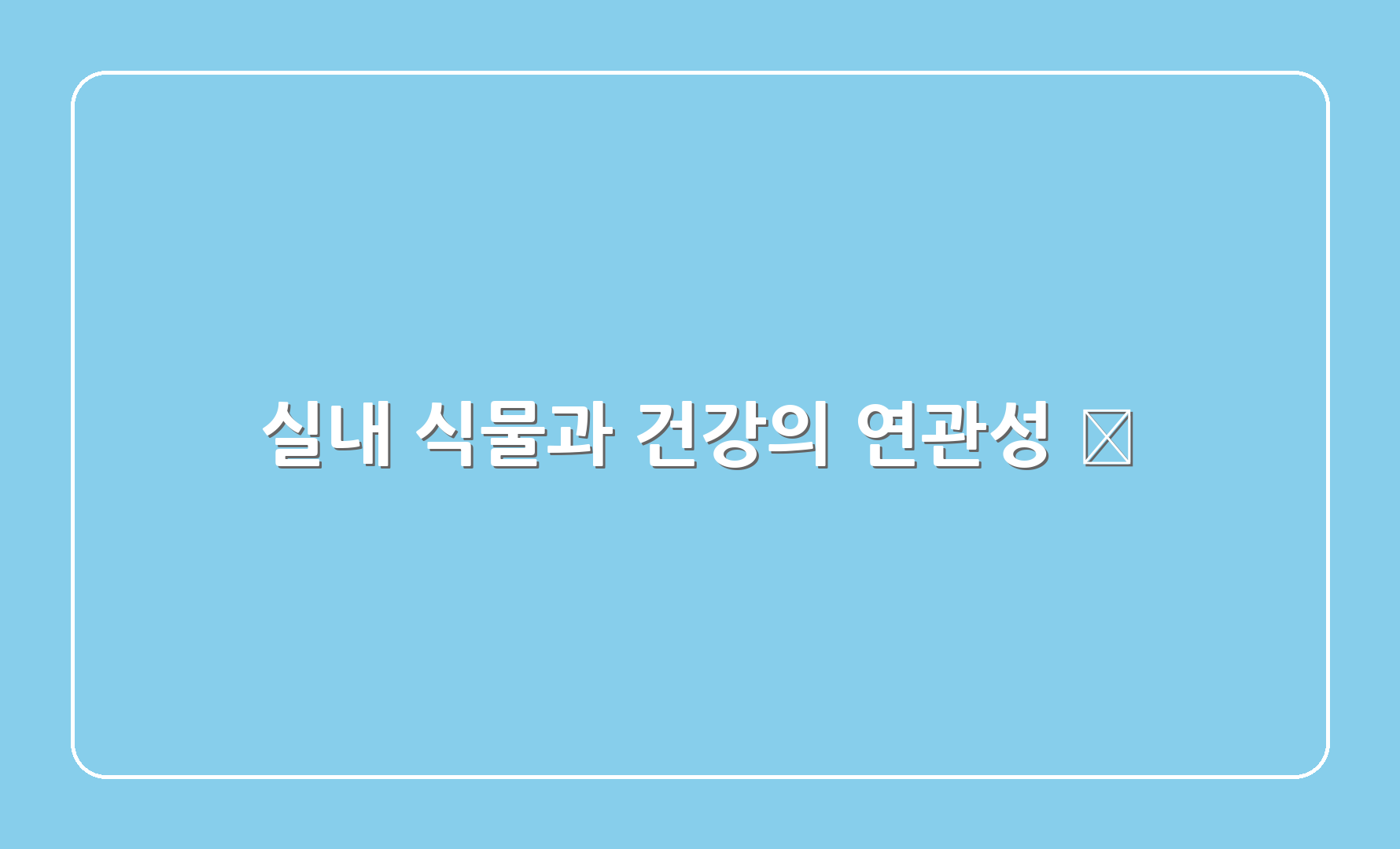 실내 식물과 건강의 연관성 🌞